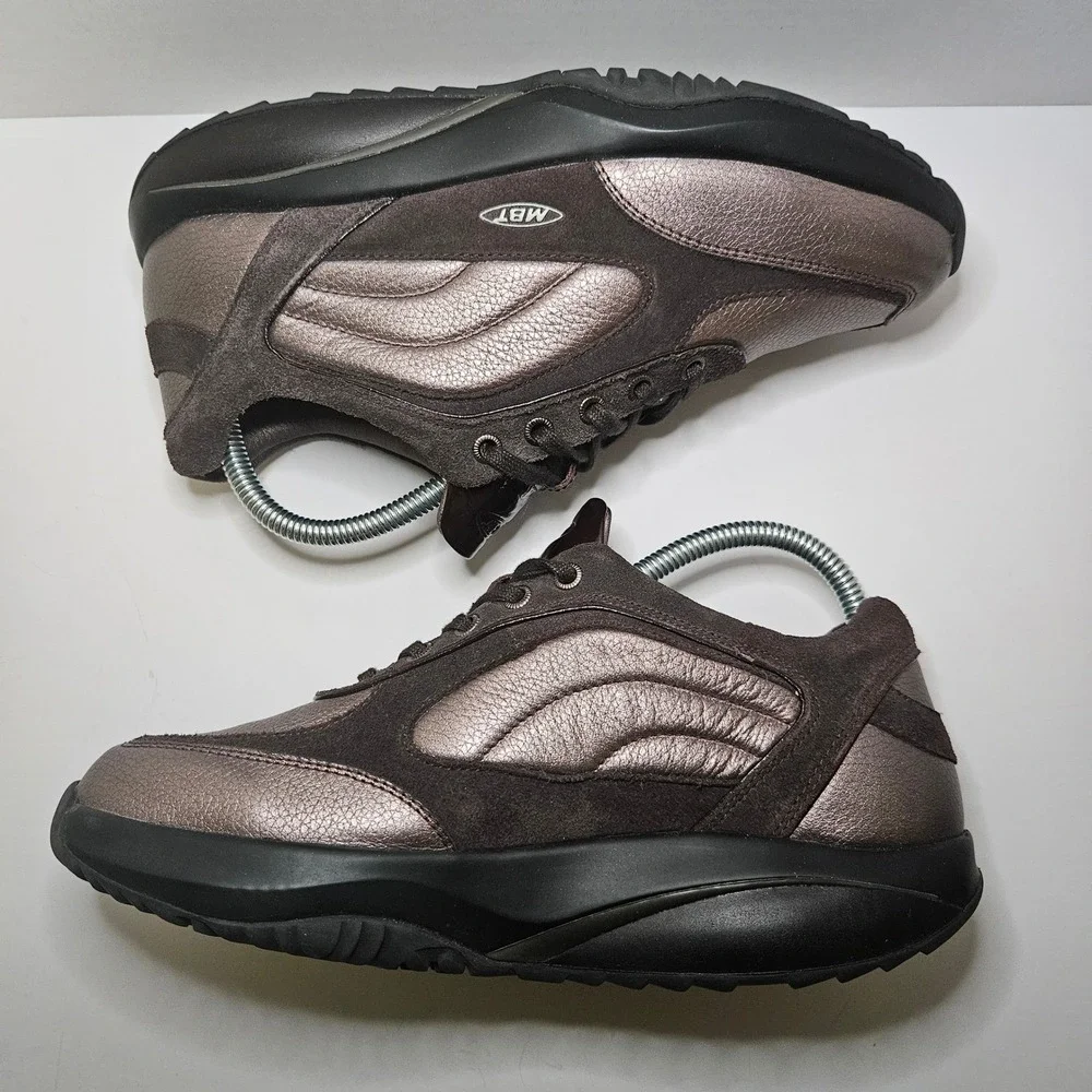 MBT Maliza Rocker Bottom Walking Sneakers Metallic Bronze Brown Suede Womens 8.5 - Picture 7 of 10